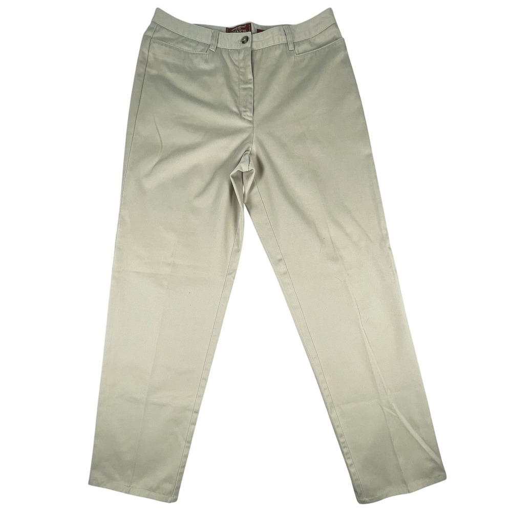 Eddie Bauer Khakis Pants Womens 10T Tan Slim Fit Wrinkle Resistant Cotton Tall